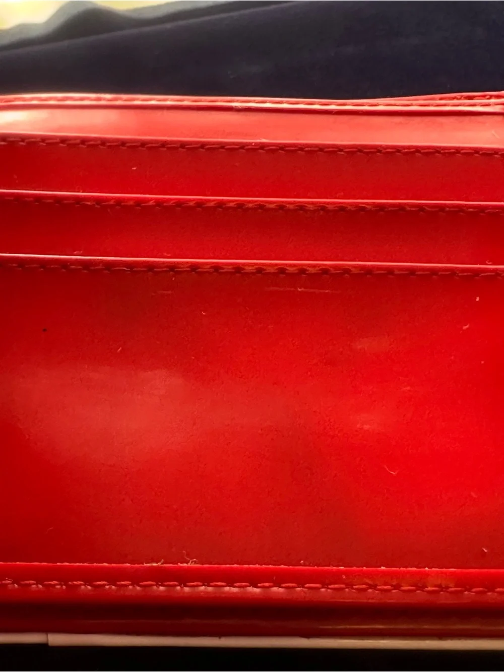 Prada Red Leather Card Holder with Cream Trim